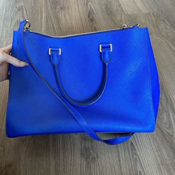 Authentic Blue Michael Kors Purse Tote - Picture 7 of 12